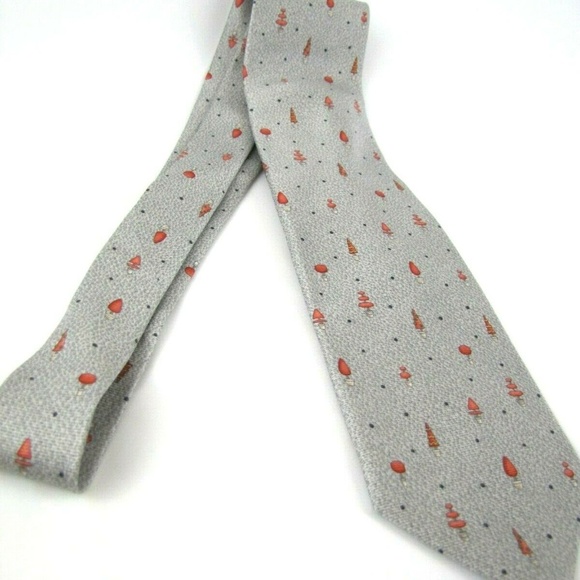 BVLGARI Tie Gray Pictorial Topiary Seven 7 Fold - Picture 8 of 8